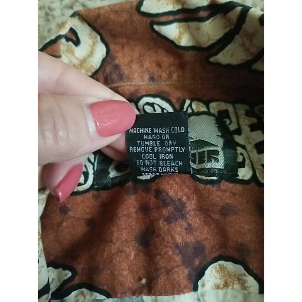 Quicksilver Shirt‎ Men's Large Brown Button Up Short Sleeve Hawaiian Island Vtg - Picture 9 of 9